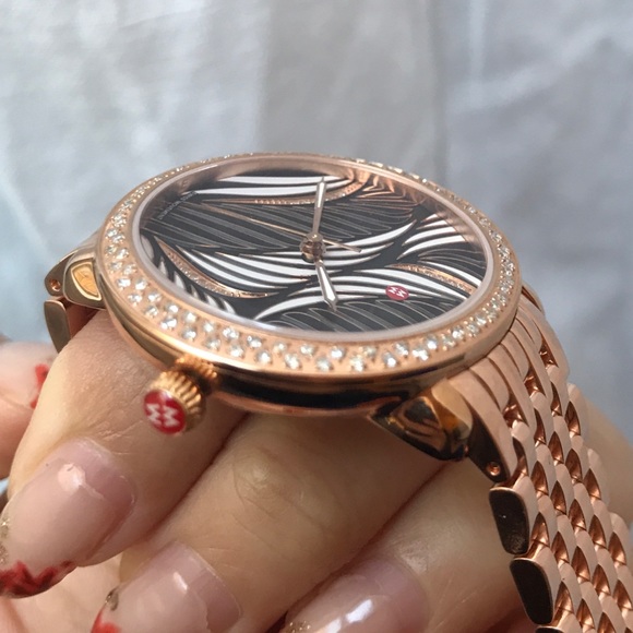 Michele Serein Diamond Rose-Gold Willow Dial Watch - Picture 6 of 8